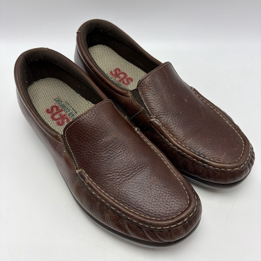 SAS Shoes Womens 8.5 Twin Slip On Mulch Loafers Comfort Brown Leather Casual